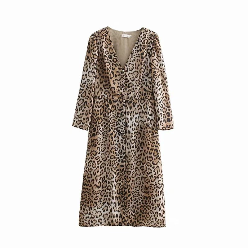 Boho Midi Dress,  Brown Tiger