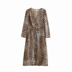 Boho Midi Dress,  Brown Tiger