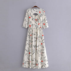 Boho Maxi Dress, Blue Mum Flower