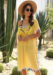 Midi Dress, Beach Dress, Cover up Dress,, White & Yellow Shunshine
