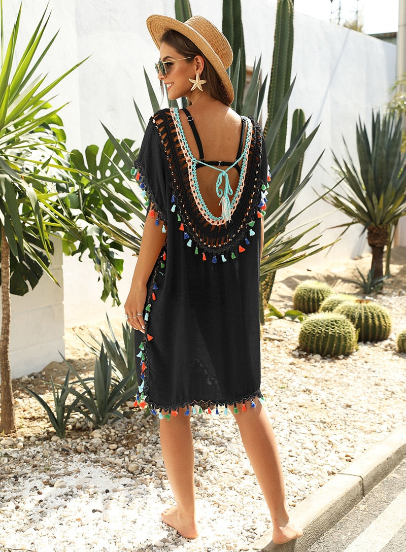 Midi Dress, Beach Dress, Cover up Dress,, White & Yellow Shunshine
