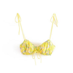 Boho Two Piece Set, Crop Top and Skirt, YellowLittle Flower