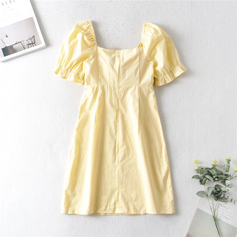Boho Mini Dress Bow Glen in Yellow and Green