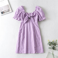 Boho Mini Dress Bow Glen in Pink, Purple and Blue