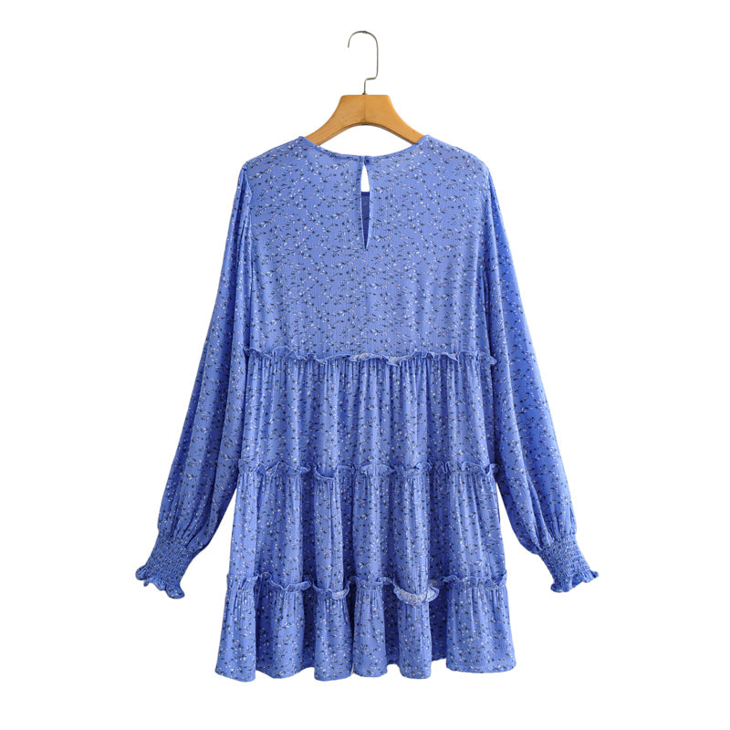 Boho Mini Dress Blue Iris