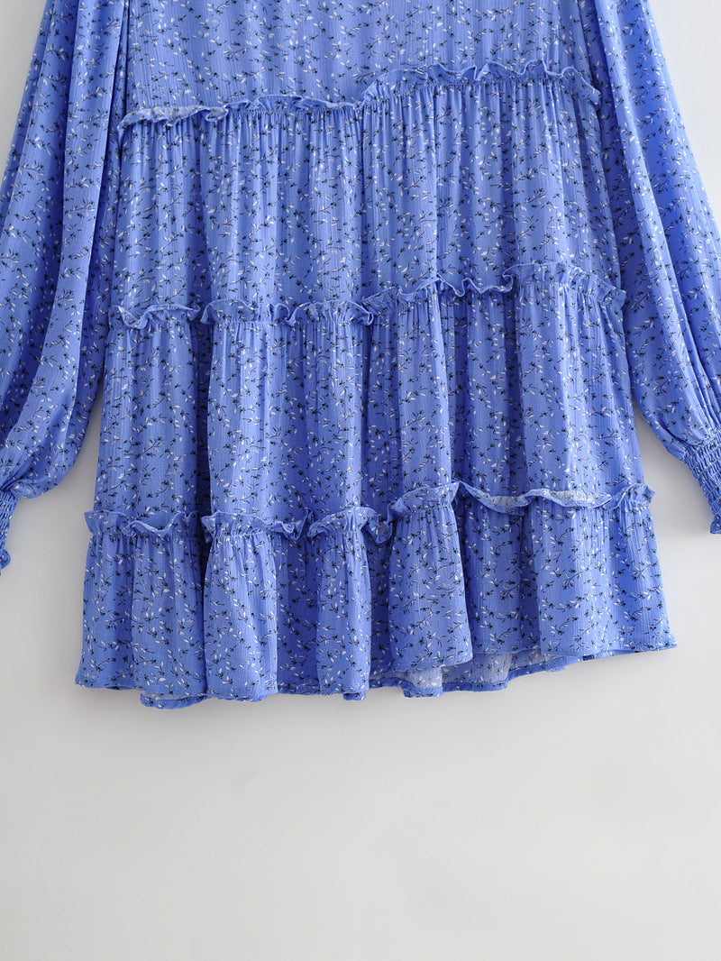 Boho Mini Dress Blue Iris