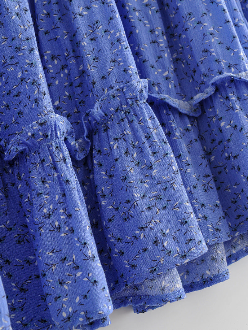 Boho Mini Dress Blue Iris