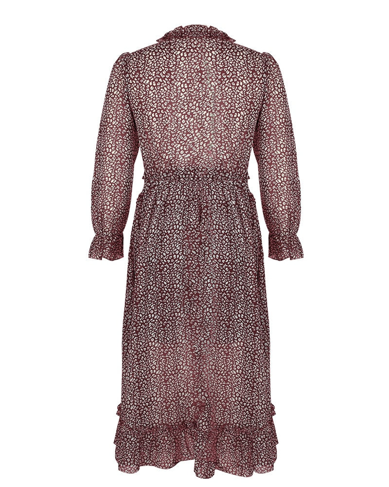 Boho Midi Dress, Ruffle Lillian Red