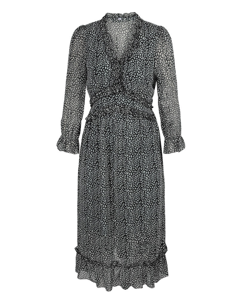 Boho Midi Dress, Ruffle Lillian Black
