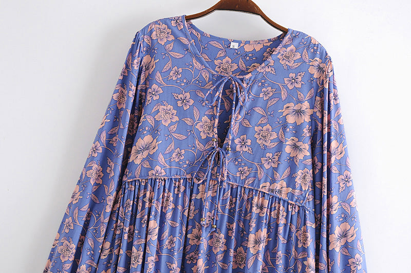 Gown Dress, Boho Maxi Dress, Loose Dress, Dwarf Purple Iris