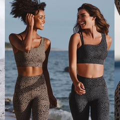 Yoga Set, Yoga Legging, Printed Workout Set Top and Legging, leopard in Grey and Brown