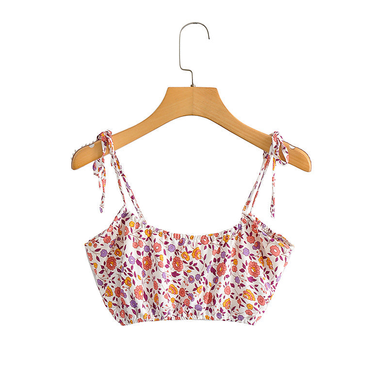 Boho Two Piece Set, Crop Top and Skirt, Pink Little Flower