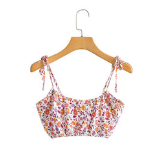 Boho Two Piece Set, Crop Top and Skirt, Pink Little Flower