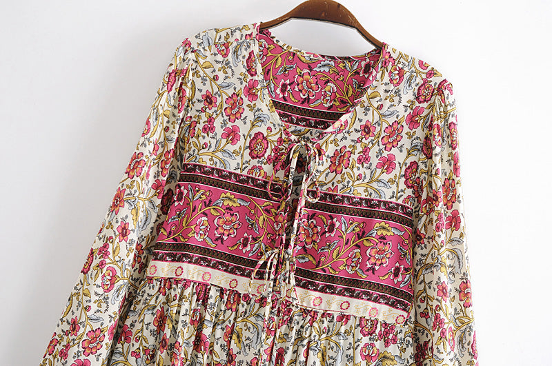 Gown Dress, Boho Maxi Dress, Loose Dress, Pink Mary Rose