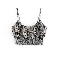 Boho Two Piece Set, Crop Top and  Palazzo Pant, Black Elephant