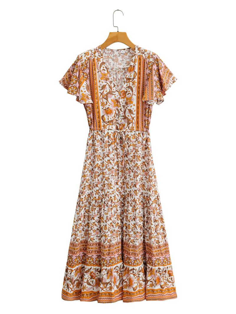 Boho Maxi Dress, Sundress, White Peanut Butter
