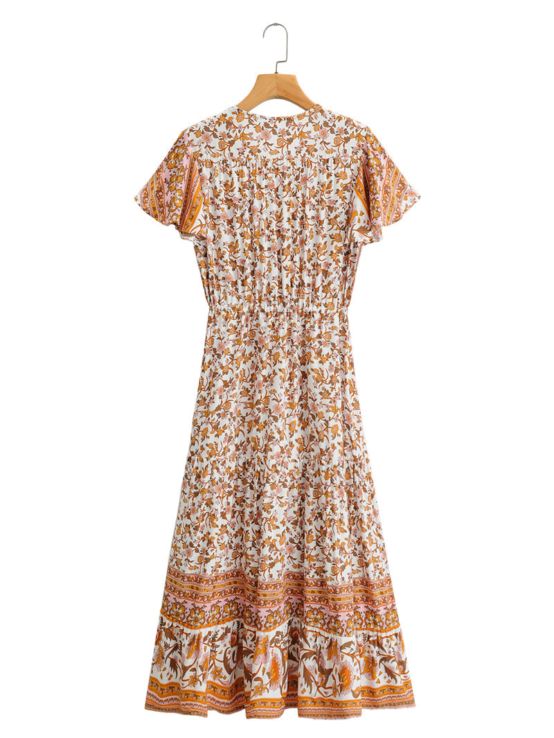 Boho Maxi Dress, Sundress, White Peanut Butter