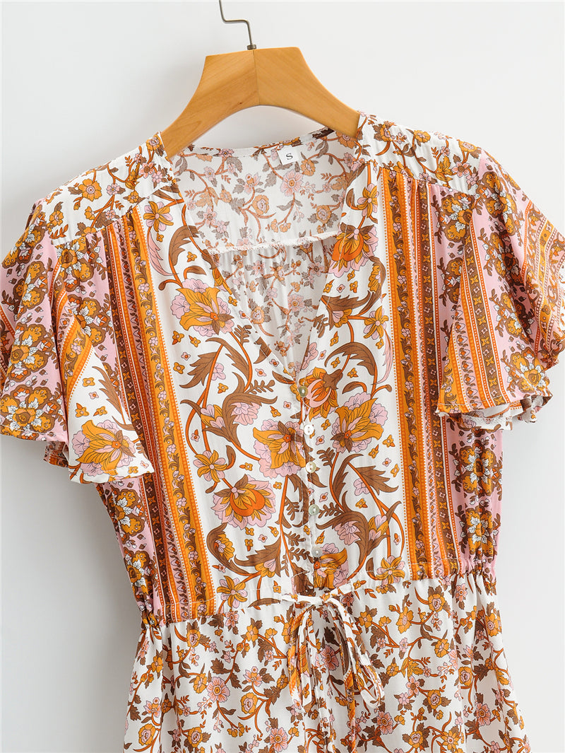 Boho Maxi Dress, Sundress, White Peanut Butter