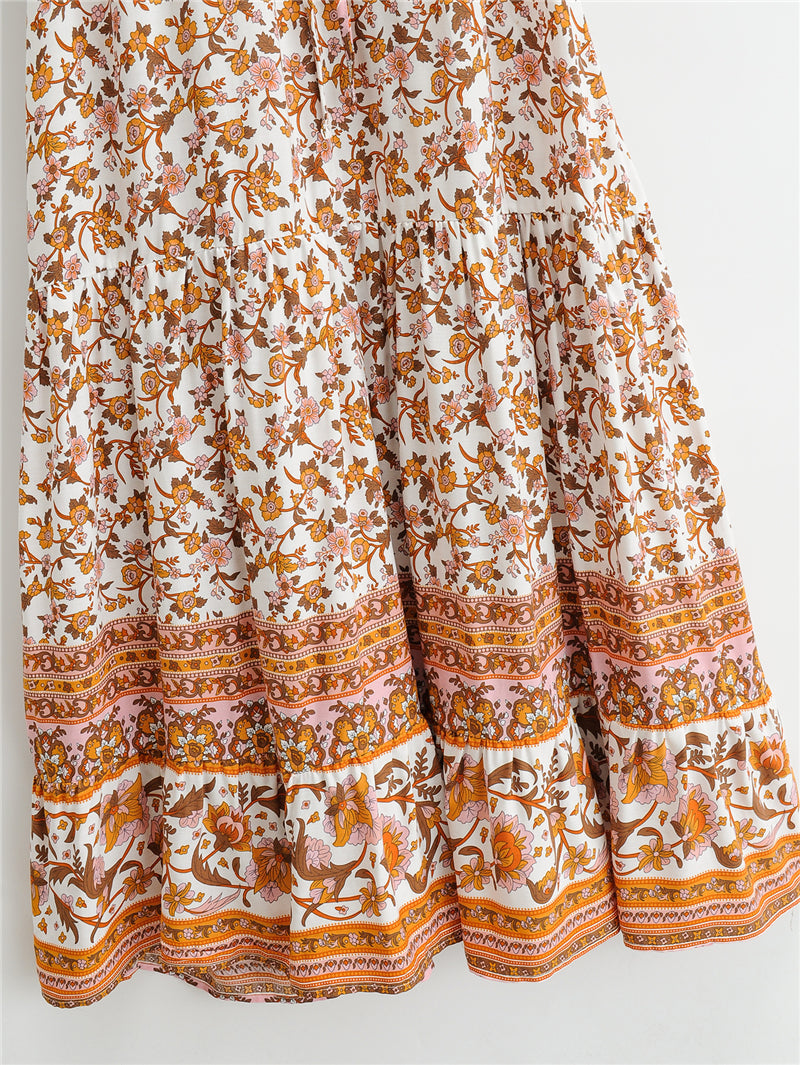 Boho Maxi Dress, Sundress, White Peanut Butter