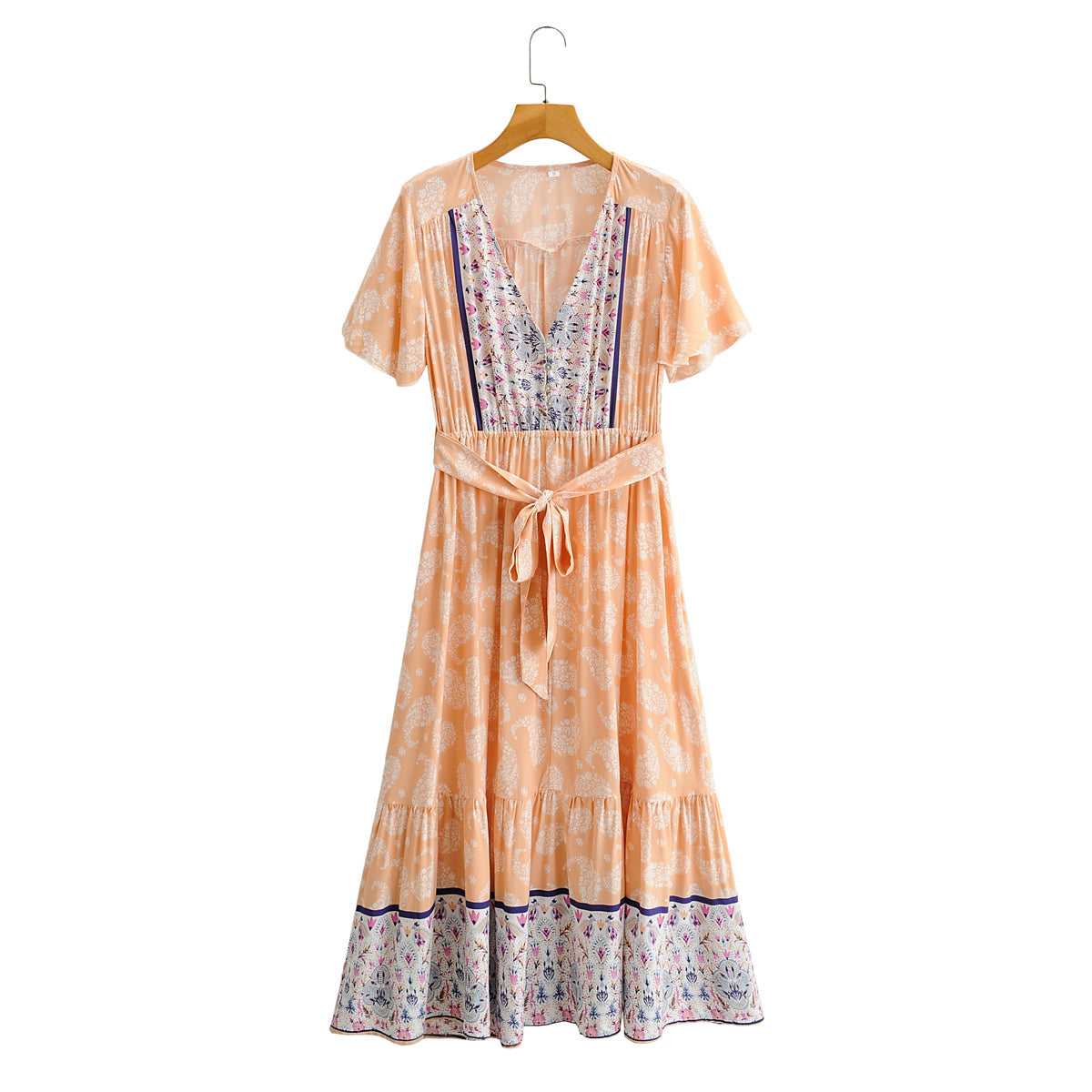 Boho Maxi Dress, Sundress, Orange Cantaloupe
