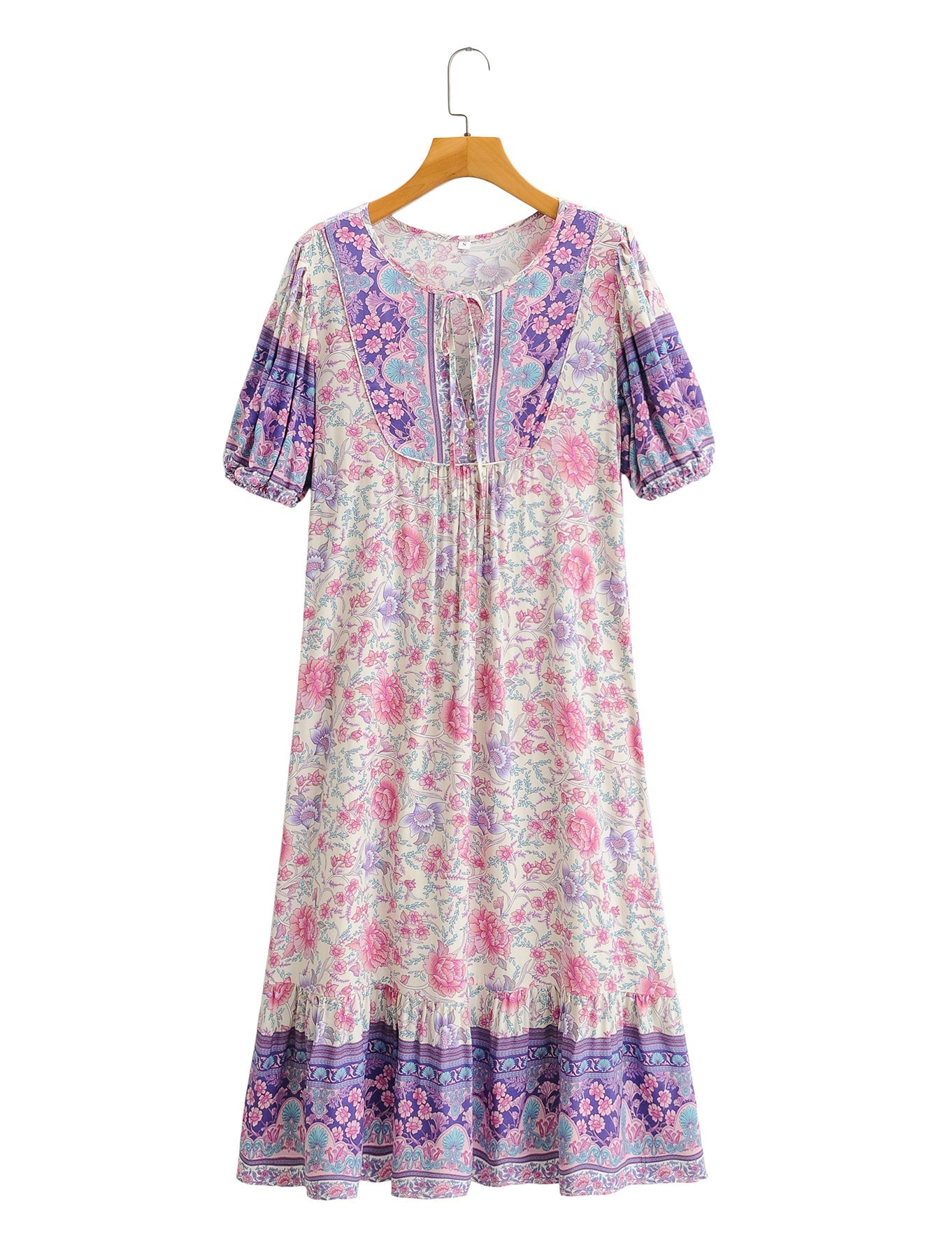 Boho Midi Dress, Sundress, Purple Verbena