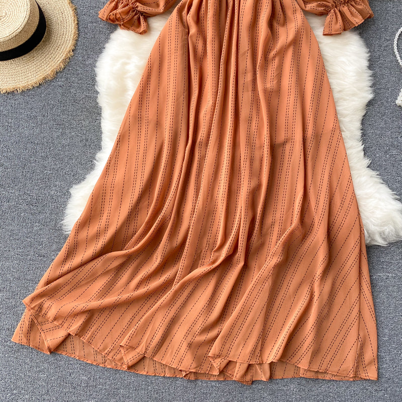 Vintage Dress, Boho Midi Dress, Dress, Smocked Dress, Lola Bow in Green, Orange, Yellow and Red