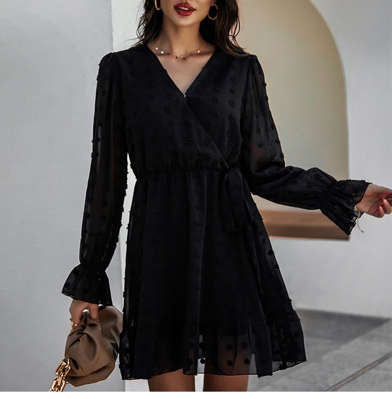 Boho Mini Dress Sarai in Black