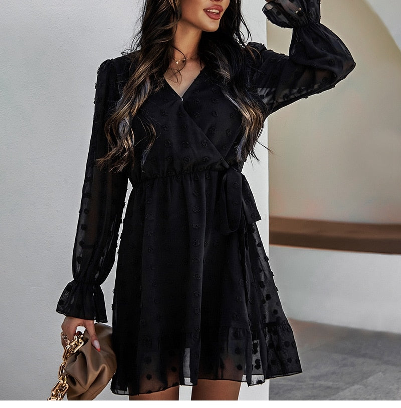 Boho Mini Dress Sarai in Black