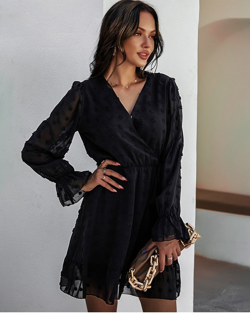 Boho Mini Dress Sarai in Black