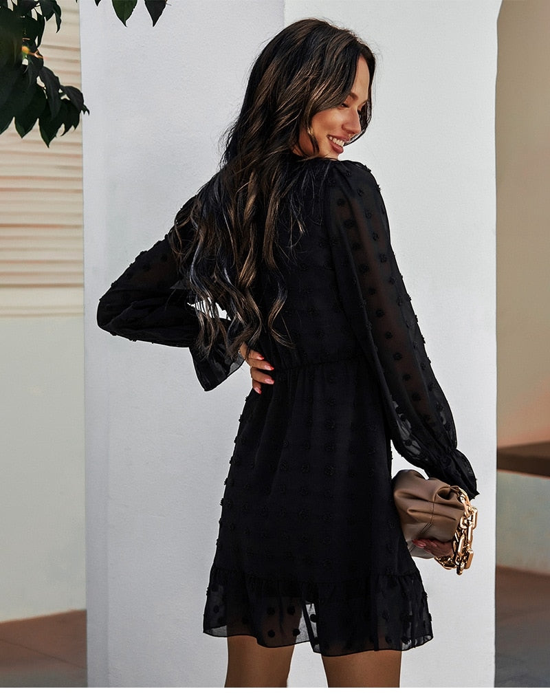 Boho Mini Dress Sarai in Black