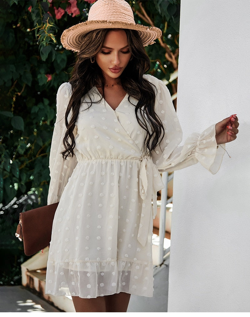 Boho Mini Dress Sarai in White