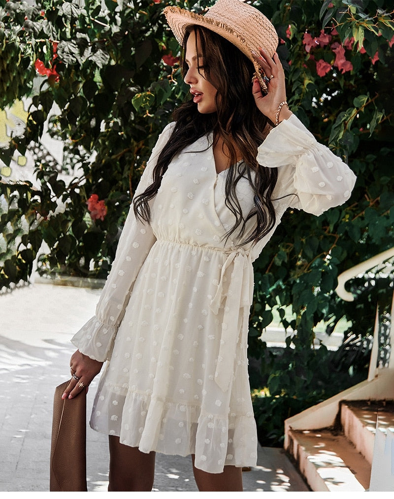 Boho Mini Dress Sarai in White