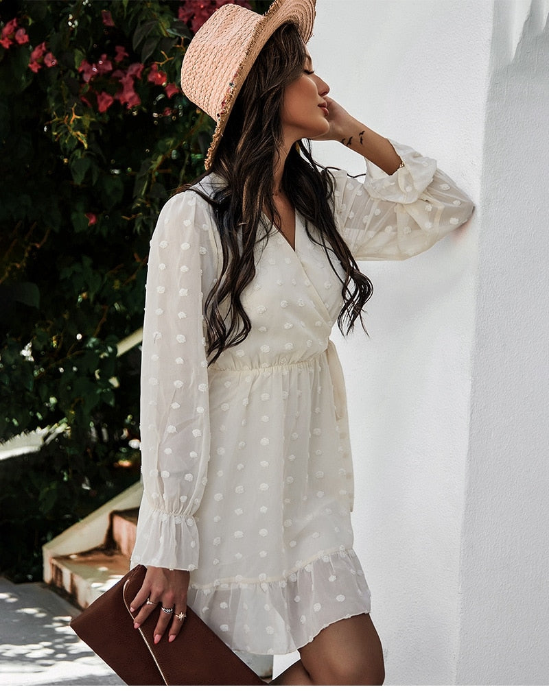 Boho Mini Dress Sarai in White