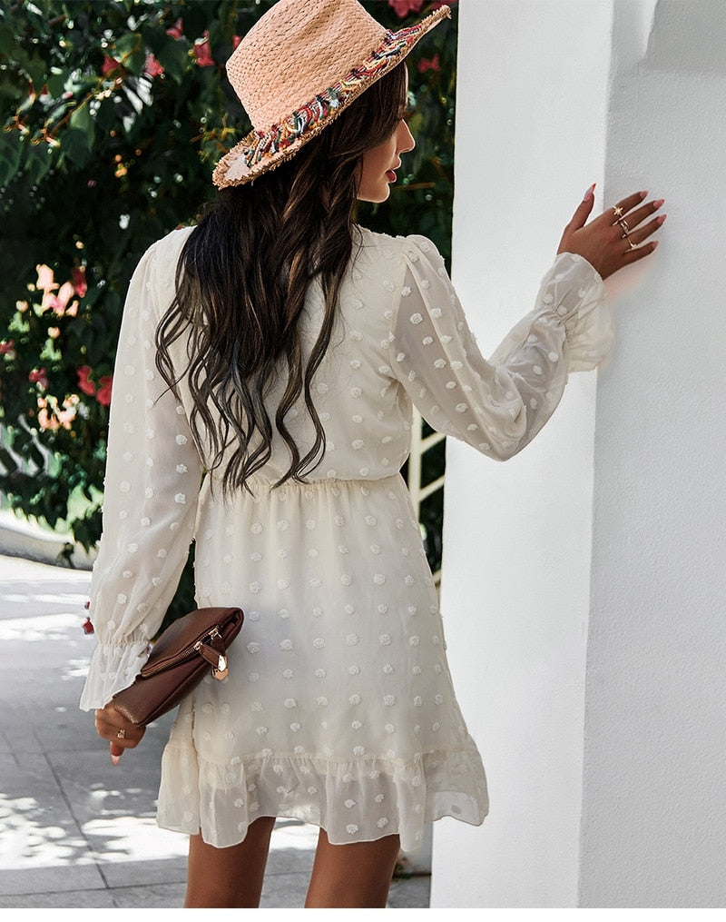 Boho Mini Dress Sarai in White
