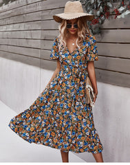 Boho Midi Dress, Sundress, Be a Wildflower in Navy Blue