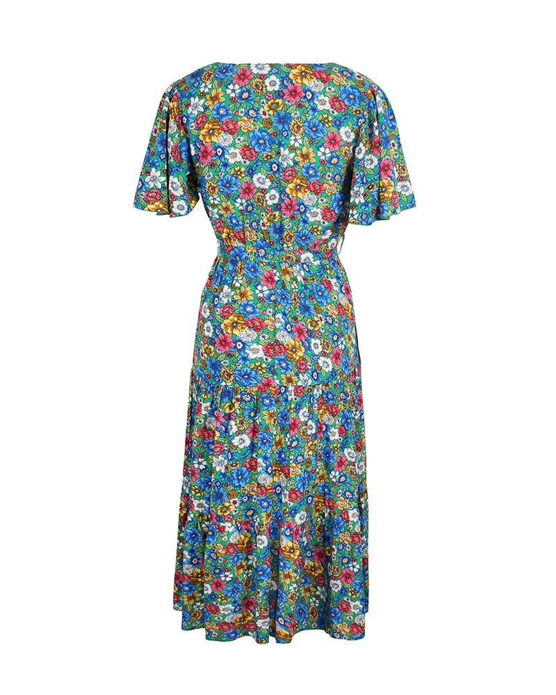 Boho Midi Dress, Sundress, Be a Wildflower in Green