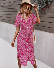 Boho Midi Dress, Sundress, Layla Red