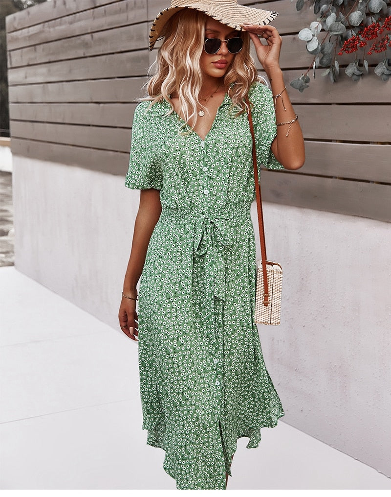 Boho Midi Dress, Sundress, Layla Green