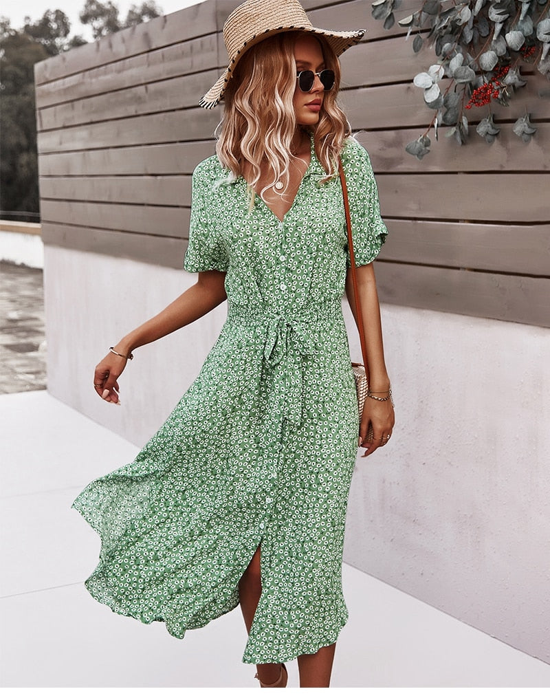 Boho Midi Dress, Sundress, Layla Green