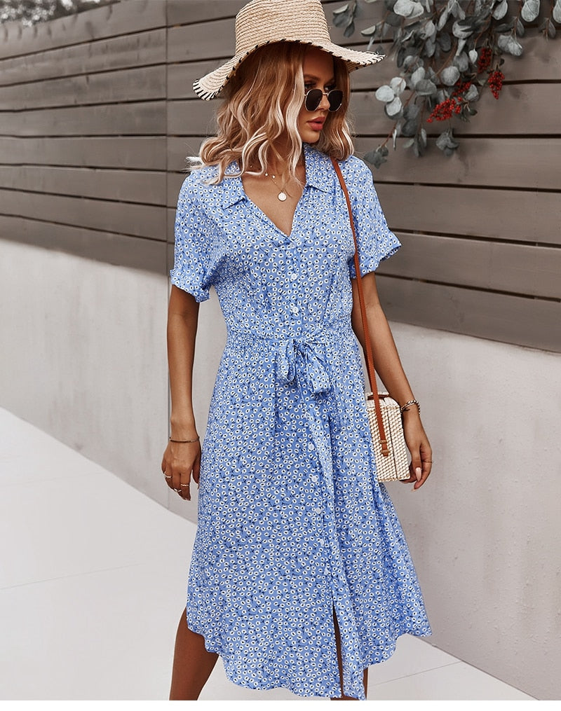 Boho Midi Dress, Sundress, Layla Blue