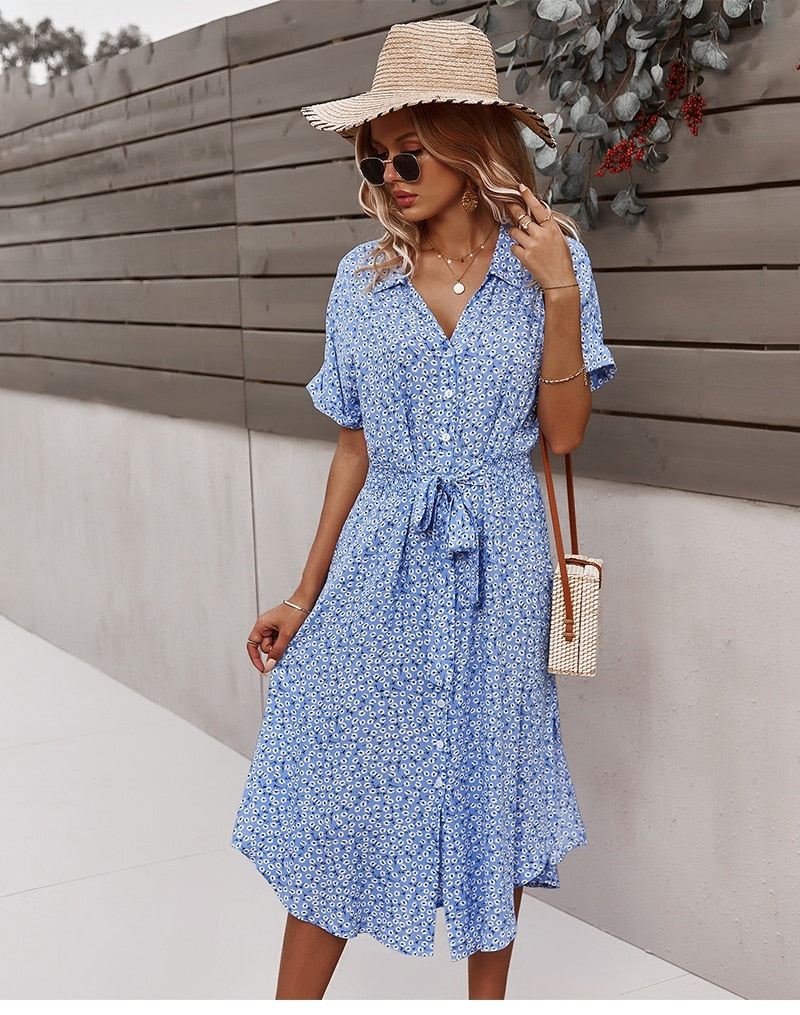 Boho Midi Dress, Sundress, Layla Blue