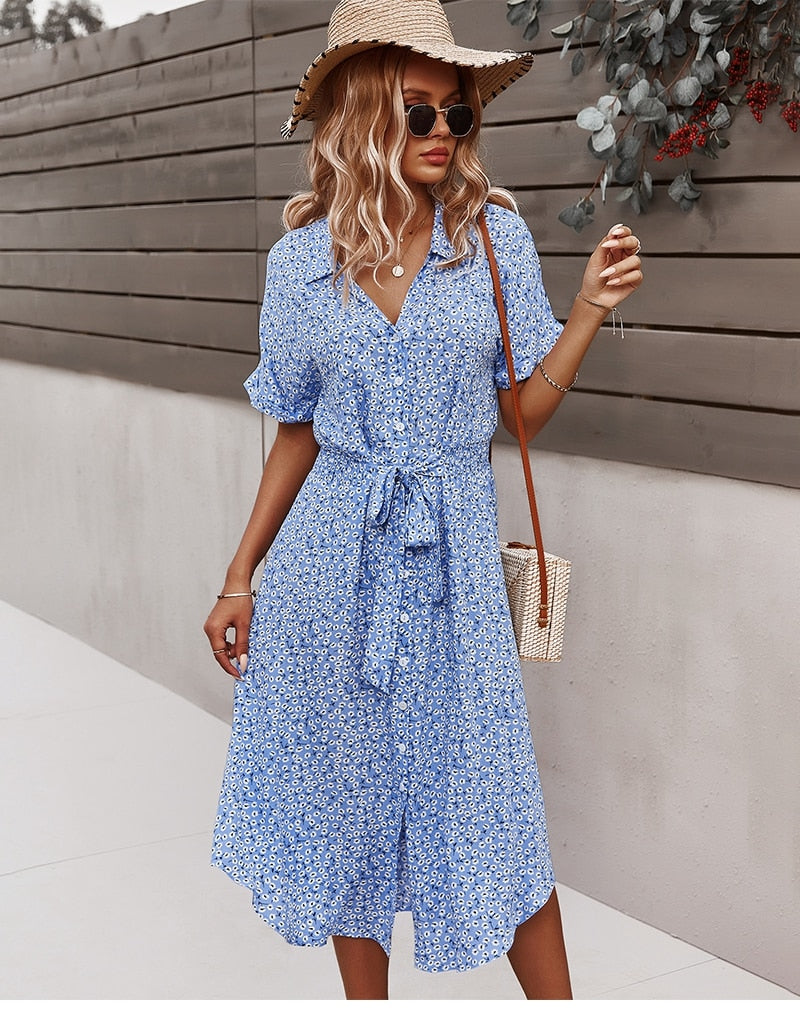 Boho Midi Dress, Sundress, Layla Blue