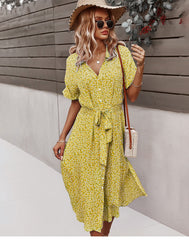 Boho Midi Dress, Sundress, Layla Yellow