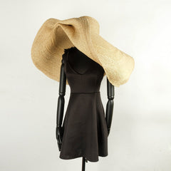 Boho Hat, Beach Hat, Extra Wide Brim Raffia Hat, Sierra Yellow High Quality (1 m, brim 40 cm)