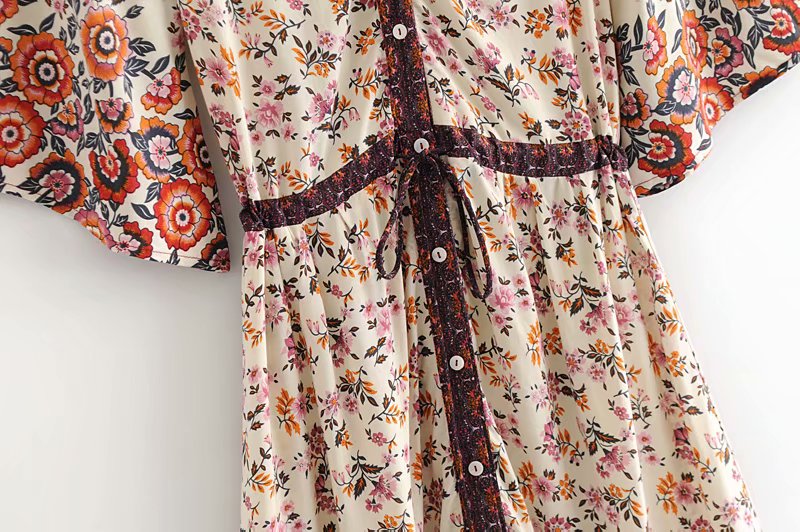 Boho Maxi Dress, Gown, Red and Blue Clementine Rose
