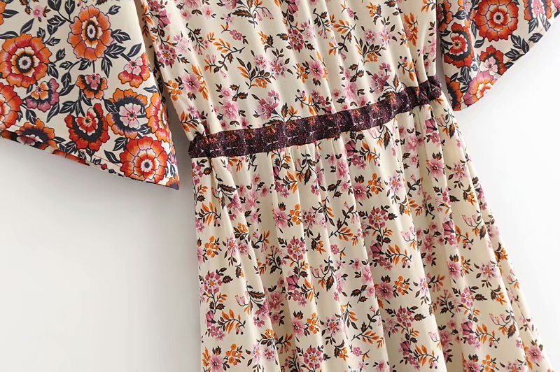 Boho Maxi Dress, Gown, Blue and Red Clementine Rose