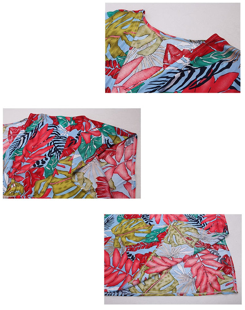 Boho Dress, Beach Kaftan Dress, Red Leaf