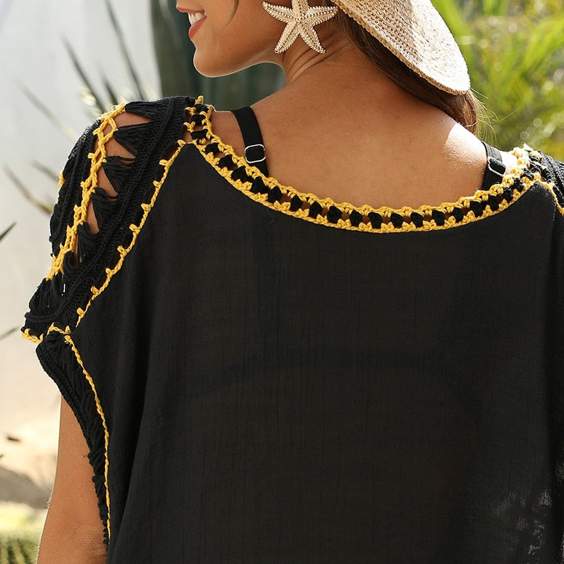 Midi Dress, Beach Dress, Cover up Dress,, Black, White, Navy Minnie