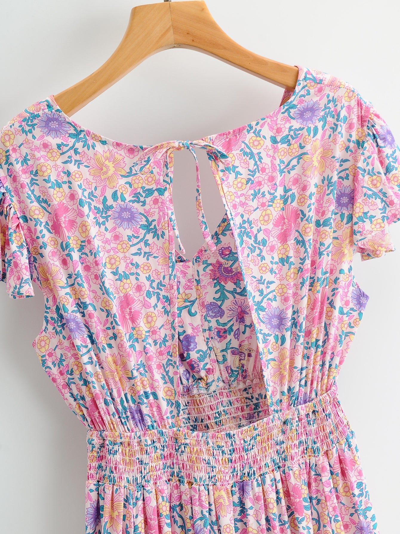 Boho Maxi Dress, Pink Wild Flower