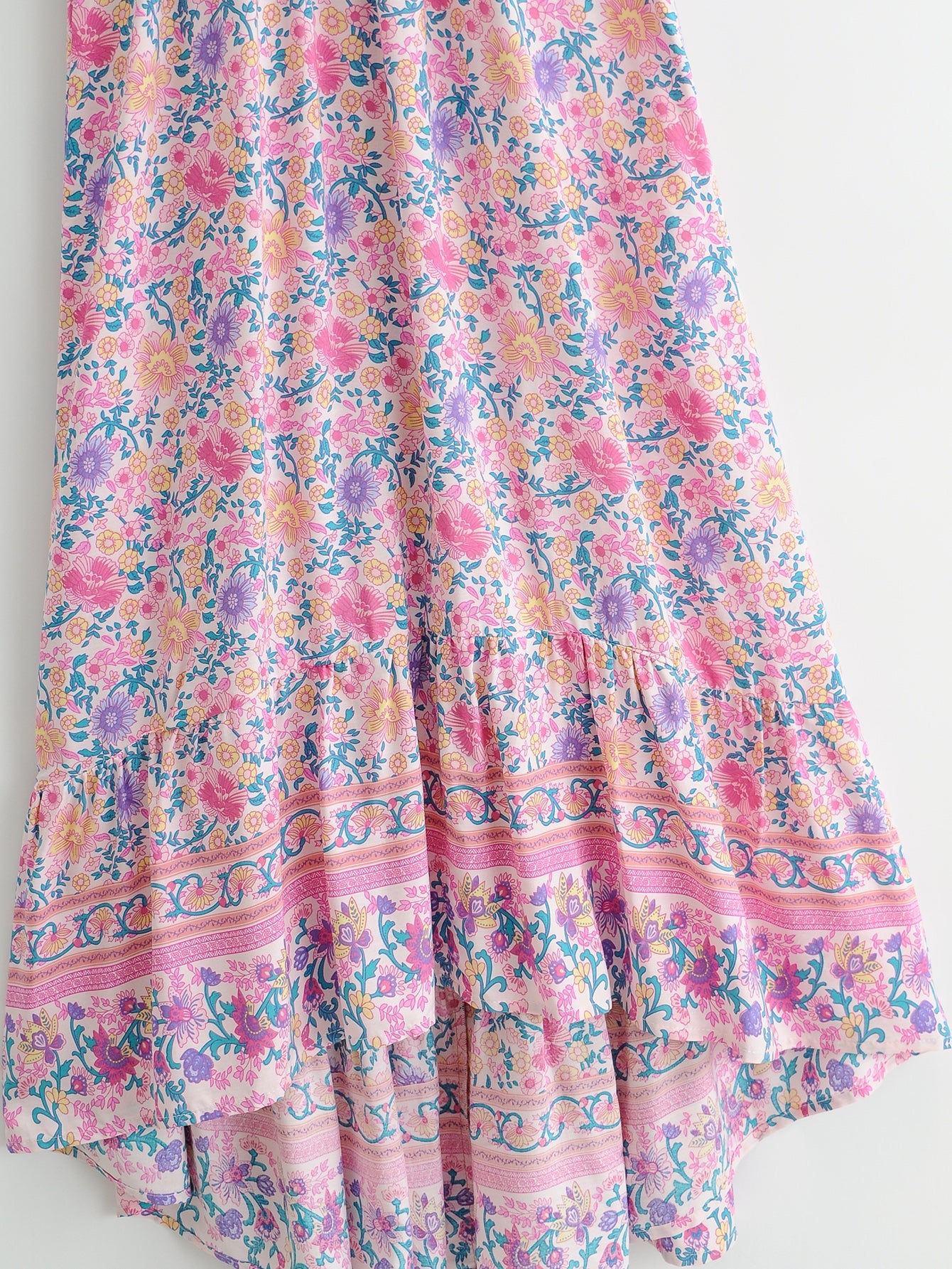 Boho Maxi Dress, Pink Wild Flower